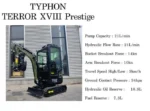 Green TYPHON TERROR XVIII Prestige 2 Ton Mini Excavator KUBOTA Diesel Engine USA - Image 8