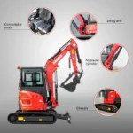 3.5 Ton Industrial Mini Excavator with 24HP kubota Engine & Enclosed Cab | HUAYEE HY35C + 12 Attachments FREE - Image 3