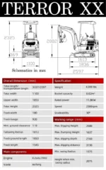 2025 4,000 lb TYPHON TERROR XX Mini Excavator Rubber Track with Kubota D902 Diesel Engine USA - Image 7