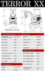 2025 4,000 lb Green TYPHON TERROR XX Mini Excavator Rubber Track with Kubota D902 Diesel Engine USA - Image 7