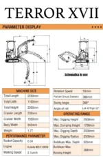 2025 3800 lb TYPHON TERROR XVII Mini Excavator Rubber Track with Kubota D902 Diesel Engine - Image 5