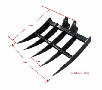 Rake Mini Excavator Attachment for Grading, Leveling, Loosening , Removing Soil - Image 3