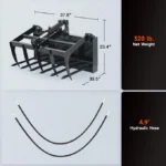 38″ Hydraulic Root Grapple Attachment For Mini Skid Steer Loader - Image 6